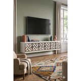 Yumedi Design TDA1238BTS -Biga Duvara Montaj Tv Stand , Tv Sehpası 120CM Beyaz-Traverten-Silver - Beyaz - Traverten - Silver