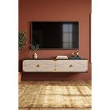 Yumedi Design Tda1297atg -elifa Duvara Montaj Tv Stand , Tv Sehpasi 120cm Antrasit-traverten-gold Çok Renkli