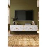 Yumedi Design TDA1297BG -Elifa Duvara Montaj Tv Stand , Tv Sehpası 120CM Beyaz-Gold - Beyaz - Altın