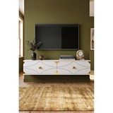 Yumedi Design Tda1297bg -elifa Duvara Montaj Tv Stand , Tv Sehpasi 120cm Beyaz-gold