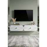 Yumedi Design TDA1297BS -Elifa Duvara Montaj Tv Stand , Tv Sehpası 120CM Beyaz-Silver - Beyaz - Gümüş