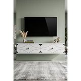 Yumedi Design Tda1297bs -elifa Duvara Montaj Tv Stand , Tv Sehpasi 120cm Beyaz-silver