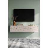 Yumedi Design TDA1297BTS -Elifa Duvara Montaj Tv Stand , Tv Sehpası 120CM Beyaz-Traverten-Silver - Beyaz - Traverten - Silver