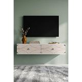 Yumedi Design Tda1297bts -elifa Duvara Montaj Tv Stand , Tv Sehpasi 120cm Beyaz-traverten-silver Çok Renkli