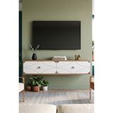 Yumedi Design TDA1297DBS -Elifa Duvara Montaj Tv Stand , Tv Sehpası 120CM Safirmeşe-Beyaz-Silver - Safir Meşe - Beyaz - Gümüş