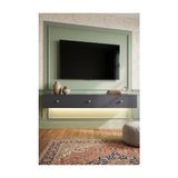 Yumedi Design TDAL1801A - Ledli Miko Duvara Montaj Tv Stand , Tv Sehpası 180CM Antrasit