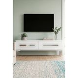 Yumedi Design TSA1220BS - Ethema Tv Stand , Tv Sehpası 120CM Beyaz-Silver - Beyaz - Gümüş