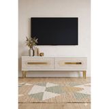 Yumedi Design TSA1220BTG - Ethema Tv Stand , Tv Sehpası 120CM Beyaz-Traverten-Gold - Beyaz Mermer