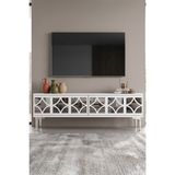 Yumedi Design TSA1236BS - Filibe Tv Stand , Tv Sehpası 120CM Beyaz-Silver - Beyaz - Gümüş