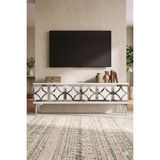 Yumedi Design TSA1237BS - Plovdiv Tv Stand , Tv Sehpası 120CM Beyaz-Silver - Beyaz - Gümüş