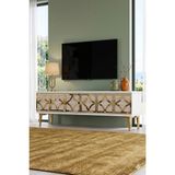 Yumedi Design TSA1237BTG - Plovdiv Tv Stand , Tv Sehpası 120CM Beyaz-Traverten-Gold - Beyaz Mermer