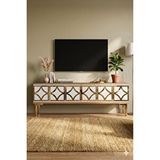 Yumedi Design Tsa1237dbg - Plovdiv Tv Stand , Tv Sehpasi 120cm Safirmeşe-beyaz-gold Çok Renkli