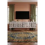 Yumedi Design TSA1238BTS - Biga Tv Stand , Tv Sehpası 120CM Beyaz-Traverten-Silver - Beyaz Mermer