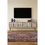 Yumedi Design TSA1238DBG - Biga Tv Stand , Tv Sehpası 120CM Safirmeşe-Beyaz-Gold - Safir Meşe - Beyaz - Altın