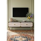 Yumedi Design Tsa1297atg - Elifa Tv Stand , Tv Sehpasi 120cm Antrasit-traverten-gold Çok Renkli