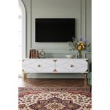 Yumedi Design TSA1297BG - Elifa Tv Stand , Tv Sehpası 120CM Beyaz-Gold - Beyaz - Altın