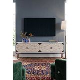 Yumedi Design Tsa1297bts - Elifa Tv Stand , Tv Sehpasi 120cm Beyaz-traverten-silver Çok Renkli