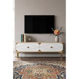 Yumedi Design TSA1297DBG - Elifa Tv Stand , Tv Sehpası 120CM Safirmeşe-Beyaz-Gold - Safir Meşe - Beyaz - Altın