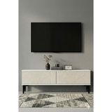 Yumedi Design TSA1299BT - Didema Tv Stand , Tv Sehpası 120CM Beyaz-Traverten - Beyaz Mermer
