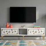 Yumedi Design TSA1504BG - Rabbit Tv Stand , Tv Sehpası 150CM Beyaz-Gold - Beyaz - Altın