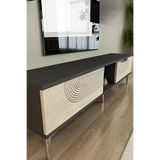 YUMEDİ DESİGN TSA1508ATS - DÜNYA TV STAND , TV SEHPASI 150cm ANTRASİT-TRAVERTEN-SİLVER