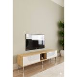Yumedi Design TSA1508DBS - Dünya Tv Stand , Tv Sehpası 150CM Safirmeşe-Beyaz-Silver - Safir Meşe - Beyaz - Gümüş