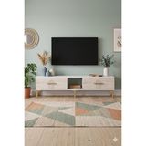 Yumedi Design TSA1515BT - Shumen Tv Stand , Tv Sehpası 150CM Beyaz-Traverten - Beyaz Mermer