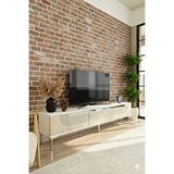Yumedi Design Tsa1805bts - Dünya Tv Stand , Tv Sehpasi 180cm Beyaz-traverten-silver Çok Renkli