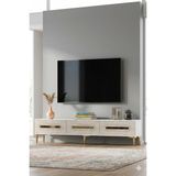 Yumedi Design TSA1806BTG - Ethema Tv Stand , Tv Sehpası 180CM Beyaz-Traverten-Gold - Beyaz Mermer
