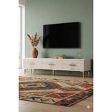 Yumedi Design TSA1815BT - Shumen Tv Stand , Tv Sehpası 180CM Beyaz-Traverten - Beyaz Mermer