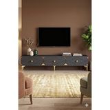 Yumedi Design Tsa1897ag - Elifa Tv Stand , Tv Sehpasi 180cm Antrasit-gold Antrasit