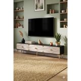 Yumedi Design TSA1897ATG - Elifa Tv Stand , Tv Sehpası 180CM Antrasit-Traverten-Gold - Antrasit - Traverten