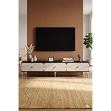 Yumedi Design Tsa1897atg - Elifa Tv Stand , Tv Sehpasi 180cm Antrasit-traverten-gold Çok Renkli