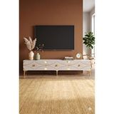 Yumedi Design Tsa1897btg - Elifa Tv Stand , Tv Sehpasi 180cm Beyaz-traverten-gold Çok Renkli