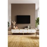 Yumedi Design TSA1897DBG - Elifa Tv Stand , Tv Sehpası 180CM Safirmeşe-Beyaz-Gold - Safir Meşe - Beyaz - Altın