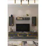 Yumedi Design TVR1801AG - Kerem Tv Ünitesi 180CM Antrasit-Gold - Antrasit - Altın