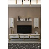 Yumedi Design TVR1801BG - Kerem Tv Ünitesi 180CM Beyaz-Gold - Beyaz - Altın