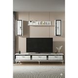 Yumedi Design TVR1801BS - Kerem Tv Ünitesi 180CM Beyaz-Silver - Beyaz - Gümüş