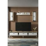 Yumedi Design TVR1801DBS - Kerem Tv Ünitesi 180CM Safirmeşe-Beyaz-Silver - Beyaz - Safir Meşe - Gümüş