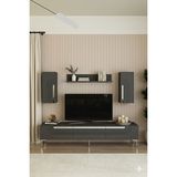 Yumedi Design TVR1803AS - Dünya Tv Ünitesi Takımı 180CM Antrasit-Silver - Antrasit - Gümüş