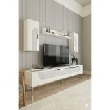 Yumedi Design TVR1803BS - Dünya Tv Ünitesi Takımı 180CM Beyaz-Silver - Beyaz - Gümüş