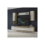 Yumedi Design Tvr1803dbg - Dünya Tv Ünitesi Takimi 180cm Safirmeşe-beyaz-gold Çok Renkli