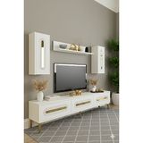 Yumedi Design TVR1804BG - Ethema Tv Ünitesi Takımı 180CM Beyaz-Gold - Beyaz - Altın