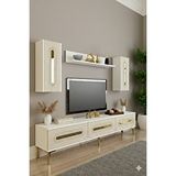 Yumedi Design Tvr1804btg - Ethema Tv Ünitesi Takimi 180cm Beyaz-traverten-gold Çok Renkli