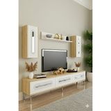 Yumedi Design TVR1804DBS - Ethema Tv Ünitesi Takımı 180CM Safirmeşe-Beyaz-Silver - Safir Meşe - Beyaz - Gümüş