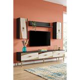 Yumedi Design Tvr1813atg - Başari Tv Ünitesi Takimi 180cm Antrasit-traverten-gold Çok Renkli