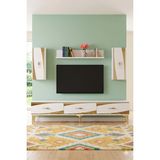 Yumedi Design TVR1813BG - Başarı Tv Ünitesi Takımı 180CM Beyaz-Gold - Beyaz - Altın
