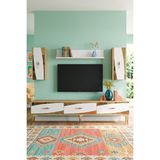Yumedi Design TVR1813DBG - Başarı Tv Ünitesi Takımı 180CM Safirmeşe-Beyaz-Gold - Safir Meşe - Beyaz - Altın