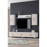 Yumedi Design TVR1815BT - Shumen Tv Ünitesi Takımı 180CM Beyaz-Traverten - Beyaz - Traverten
