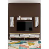 Yumedi Design TVR1816DBS - Temtem Tv Ünitesi Takımı 180CM Safirmeşe-Beyaz-Silver - Safir Meşe - Beyaz - Gümüş